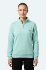Slazenger - Slazenger MAXIS I Kadın Dik Yaka Fermuarlı Turkuaz Sweatshırt
