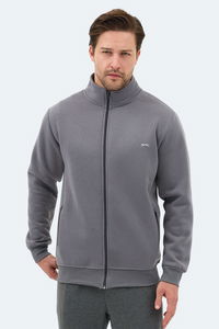 Slazenger - Slazenger MENDOZA I Erkek Fermuarlı Dik Yaka Cepli Gri Sweatshırt