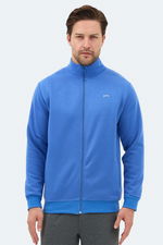 Slazenger - Slazenger MENDOZA I Erkek Fermuarlı Dik Yaka Cepli Indigo Sweatshırt