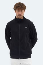 Slazenger - Slazenger MENDOZA I Erkek Fermuarlı Dik Yaka Cepli Siyah Sweatshırt