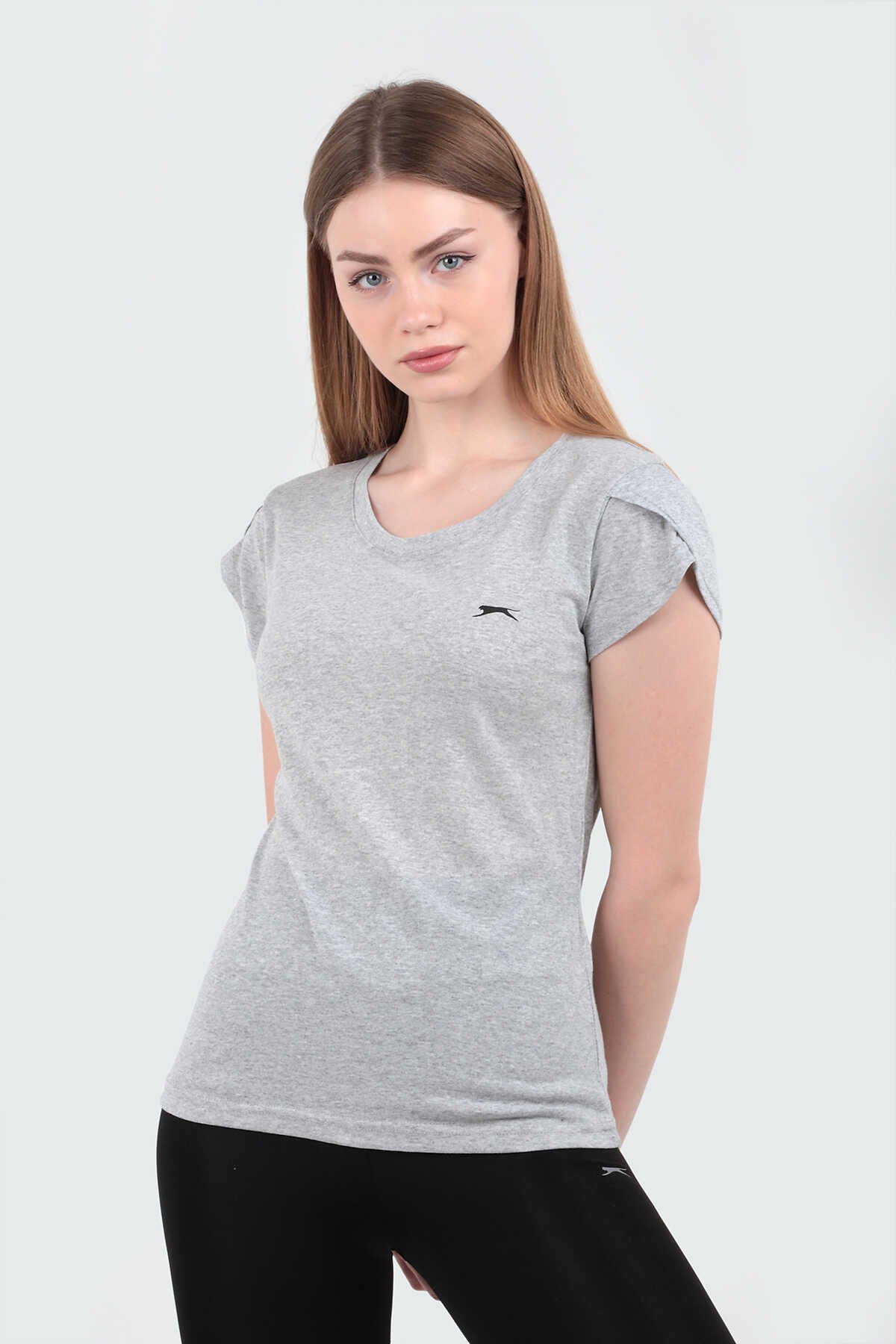 Slazenger - Slazenger MIKALA Kadın Kısa Kol T-Shirt Gri