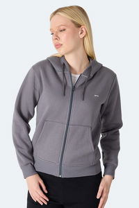 Slazenger - Slazenger MILIO I Kadın Fermuarlı Kapüşonlu Cepli Gri Sweatshırt Slazenger - Slazenger MILIO I Kadın Fermuarlı Kapüşonlu Cepli Gri Sweatshırt
