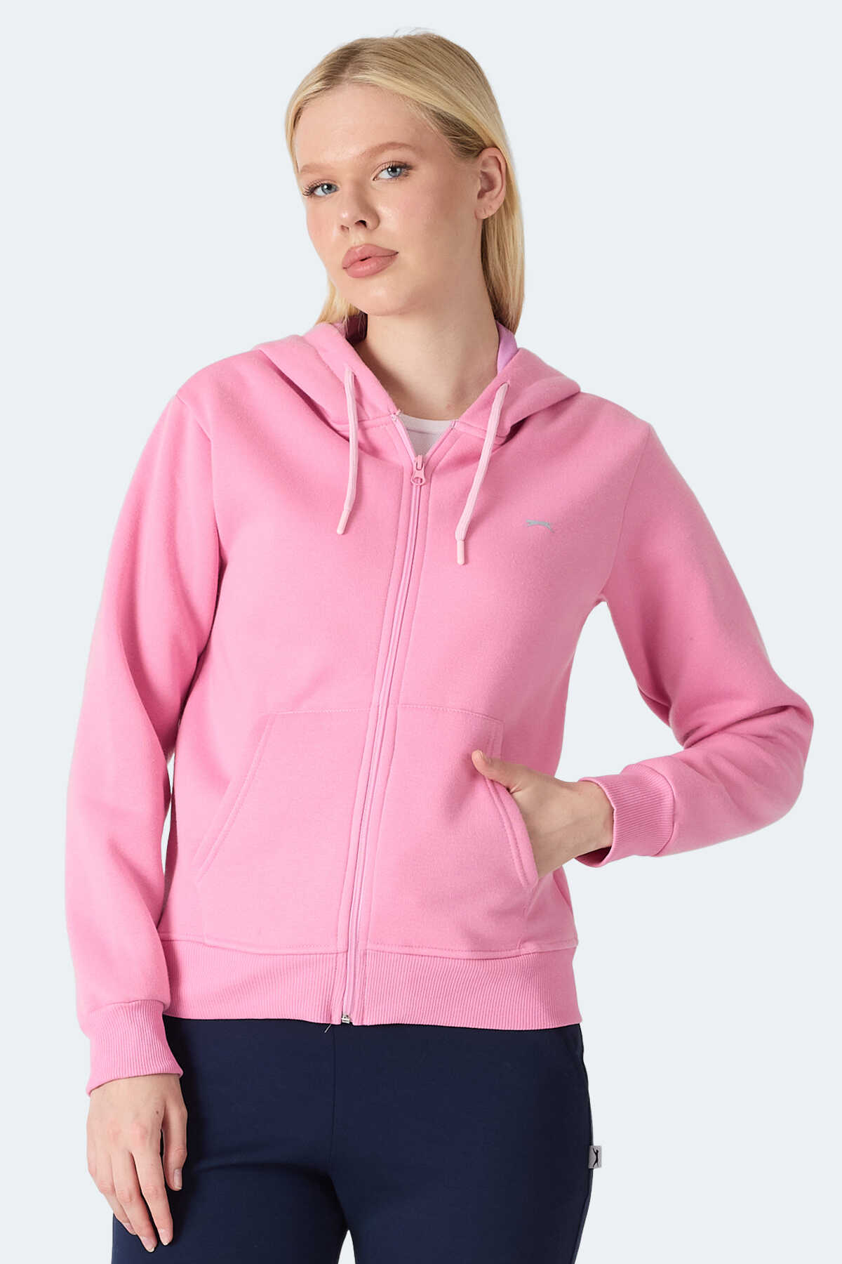 Slazenger MILIO I Kadın Fermuarlı Kapüşonlu Cepli Gül Sweatshırt Slazenger MILIO I Kadın Fermuarlı Kapüşonlu Cepli Gül Sweatshırt
