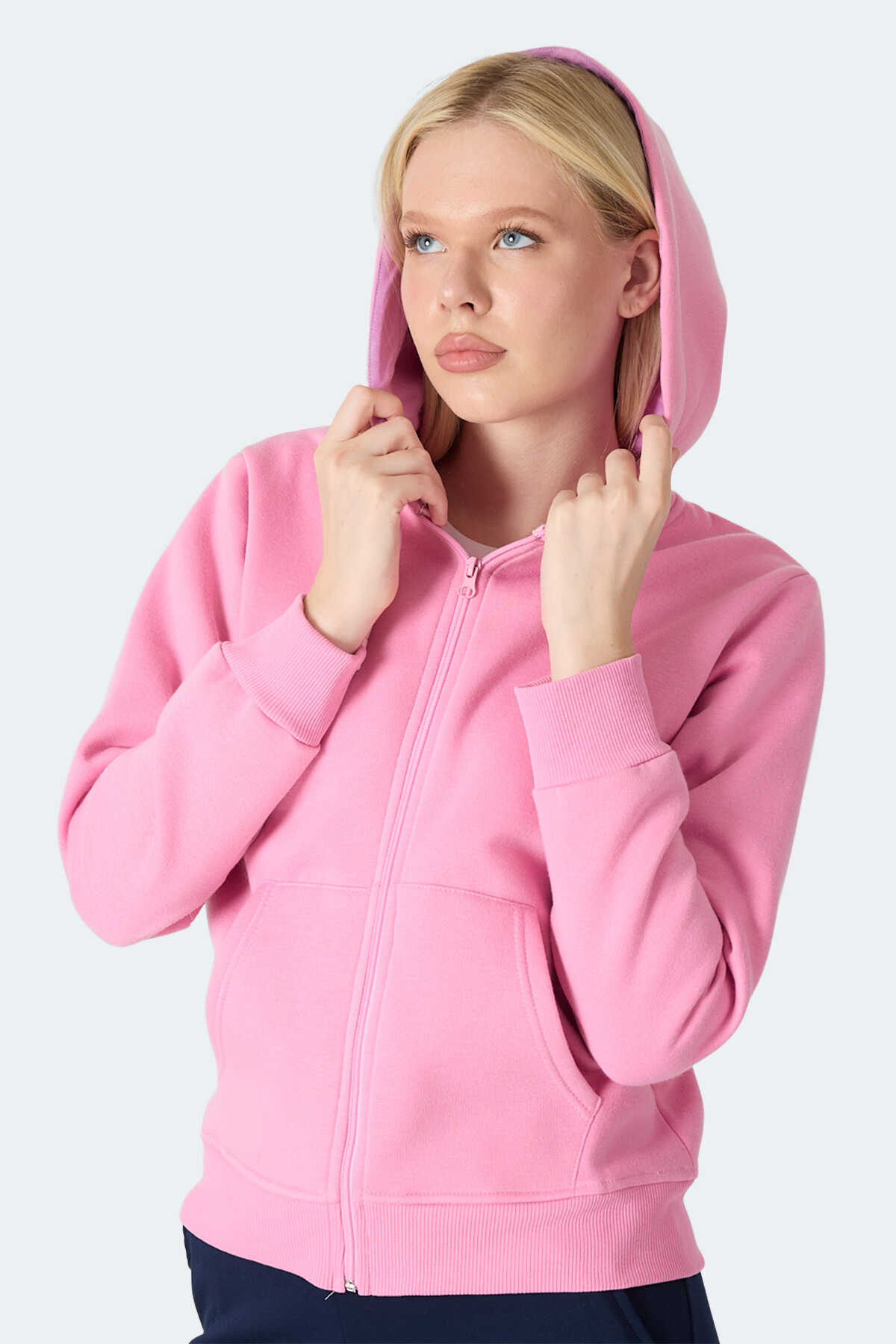 Slazenger MILIO I Kadın Fermuarlı Kapüşonlu Cepli Gül Sweatshırt Slazenger MILIO I Kadın Fermuarlı Kapüşonlu Cepli Gül Sweatshırt
