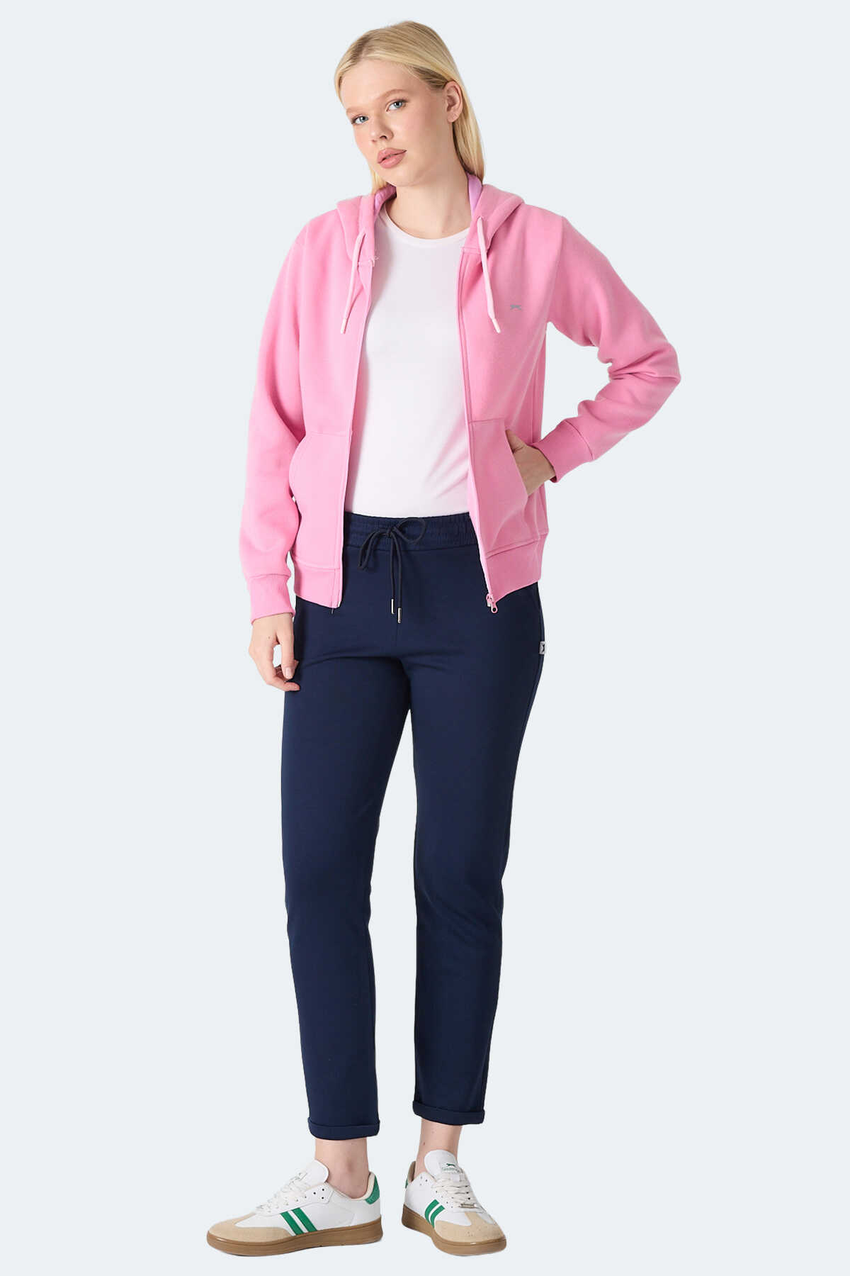 Slazenger MILIO I Kadın Fermuarlı Kapüşonlu Cepli Gül Sweatshırt Slazenger MILIO I Kadın Fermuarlı Kapüşonlu Cepli Gül Sweatshırt