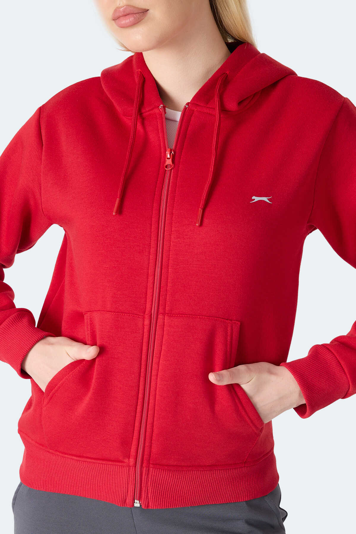 Slazenger MILIO I Kadın Fermuarlı Kapüşonlu Cepli Kırmızı Sweatshırt Slazenger MILIO I Kadın Fermuarlı Kapüşonlu Cepli Kırmızı Sweatshırt