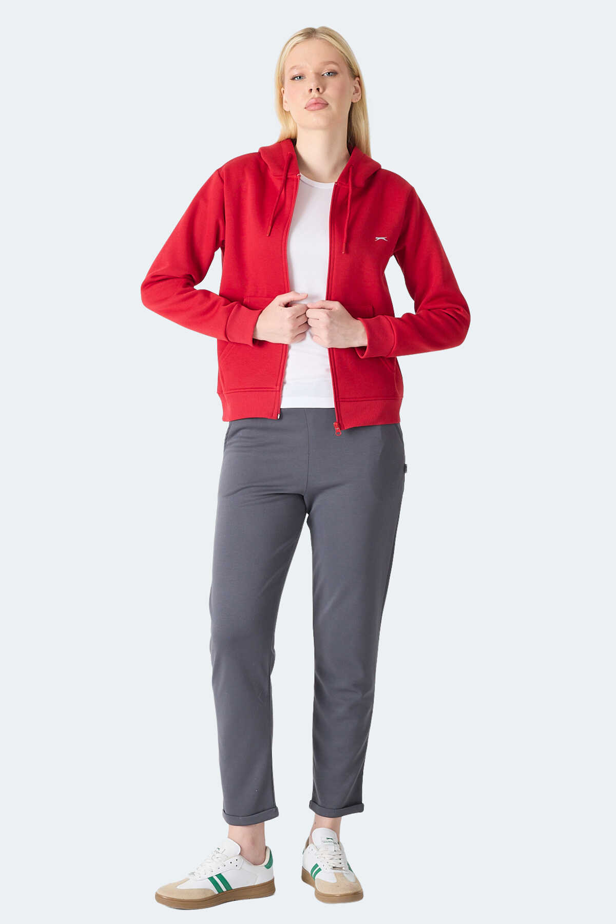 Slazenger MILIO I Kadın Fermuarlı Kapüşonlu Cepli Kırmızı Sweatshırt Slazenger MILIO I Kadın Fermuarlı Kapüşonlu Cepli Kırmızı Sweatshırt