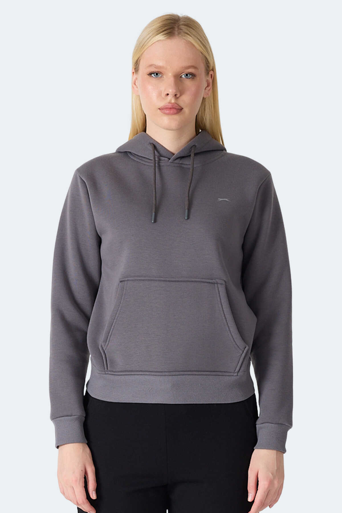 Slazenger - Slazenger MISTY I Kadın Kapüşonlu Gri Sweatshirt