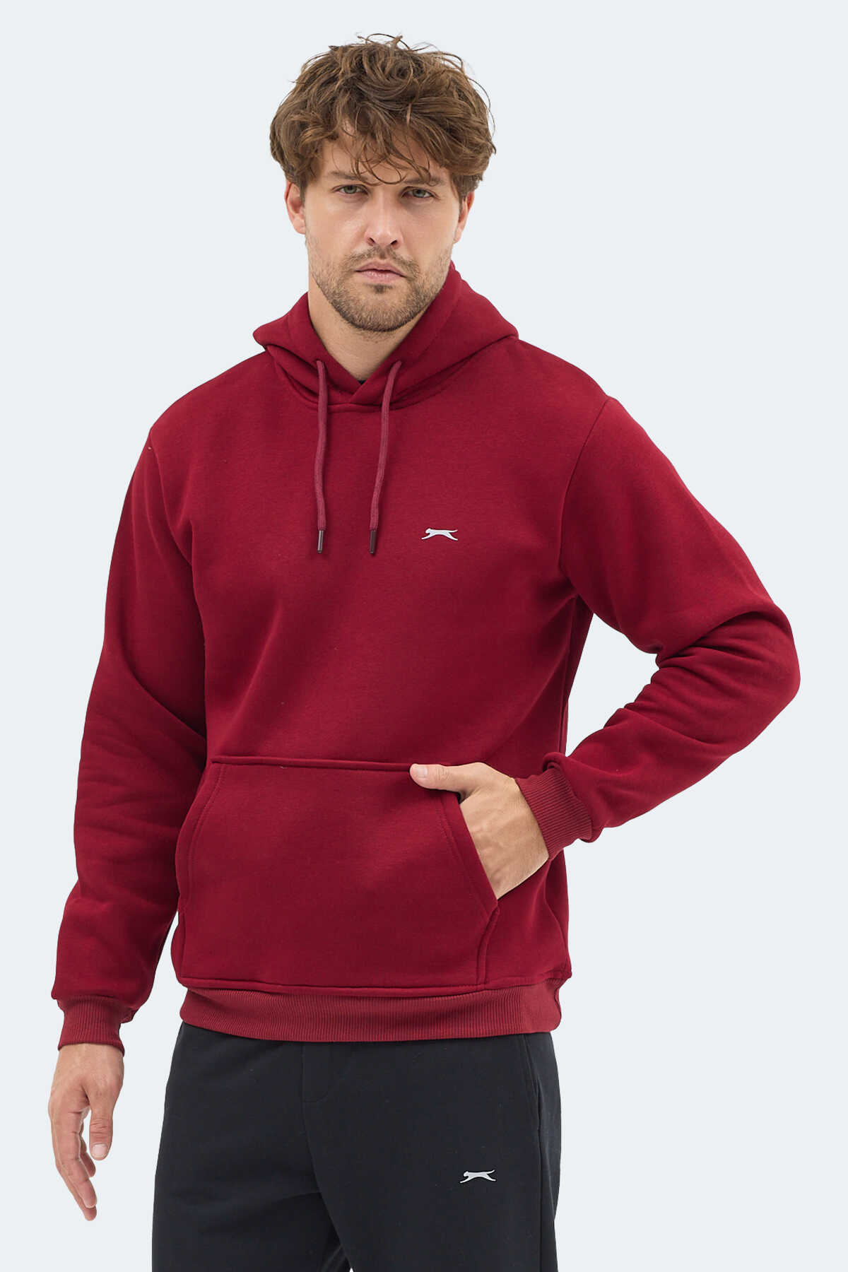 Slazenger - Slazenger MOONLIGHT I Erkek Kapüşonlu Bordo Sweatshırt