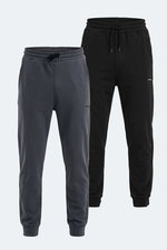 Slazenger - Slazenger NACIO 2 Lİ SET Erkek Cepli Siyah - Antrasit Eşofman Altı