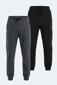 Slazenger - Slazenger NACIO 2 Lİ SET Erkek Cepli Siyah - Antrasit Eşofman Altı