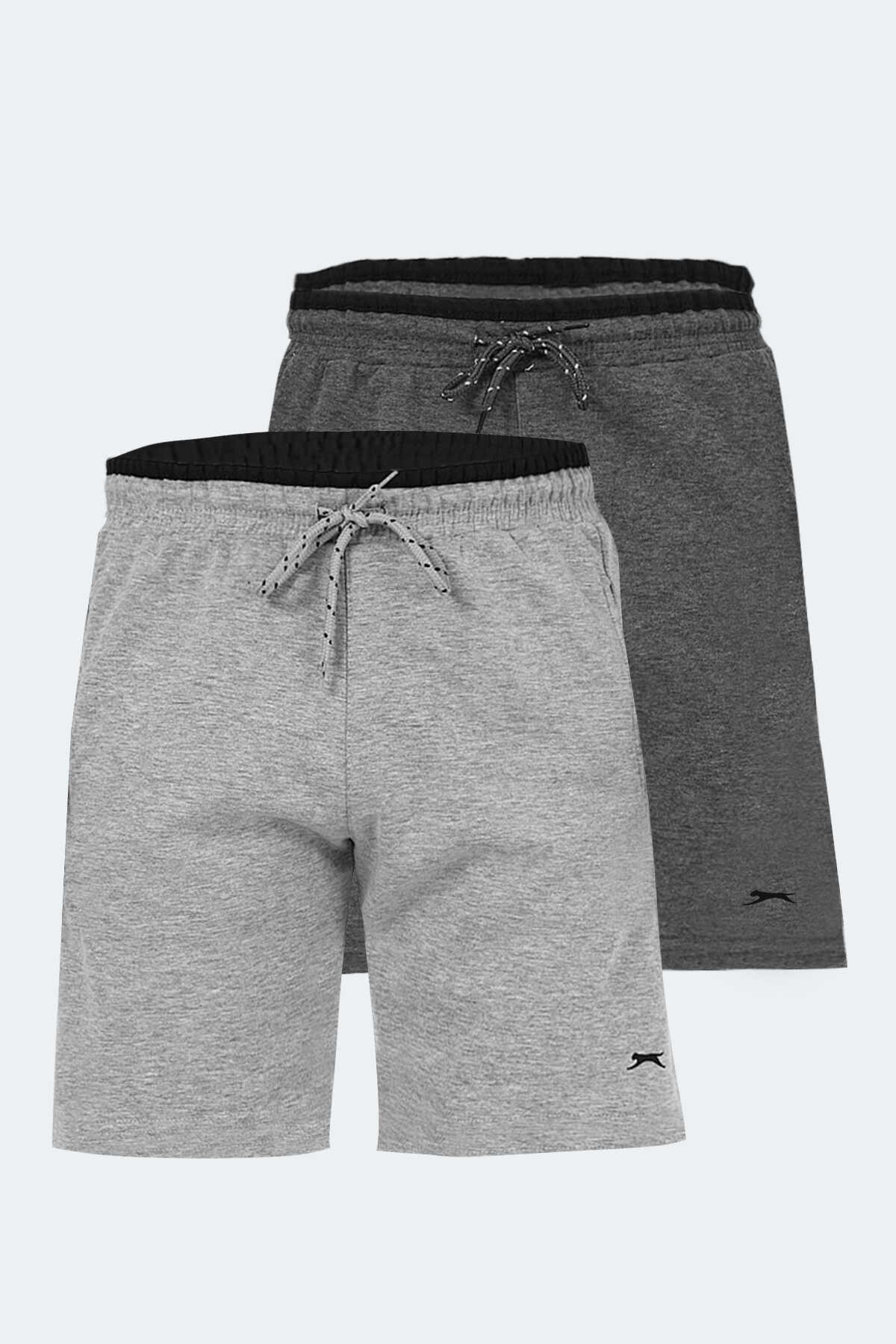 Slazenger - NAGORE 2li Set Erkek Şort Gri - Koyu Gri