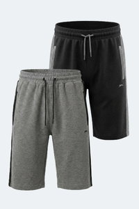Slazenger - Slazenger NANDO 2 Lİ SET Erkek Siyah - Koyu Gri Şort