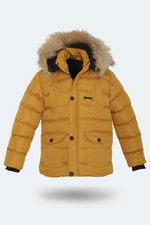 Slazenger - Slazenger NAPOLI Unisex Çocuk Kapüşonlu Şişme Hardal Mont & Kaban