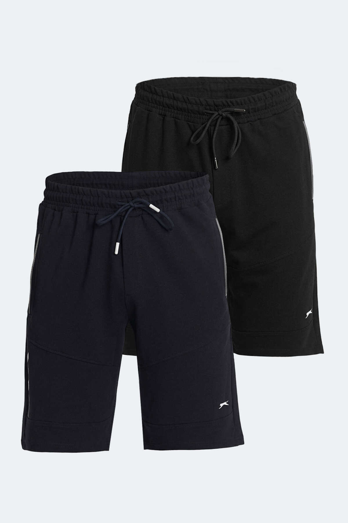 Slazenger - Slazenger NASIM 2 Lİ SET Erkek Siyah - Lacivert Şort