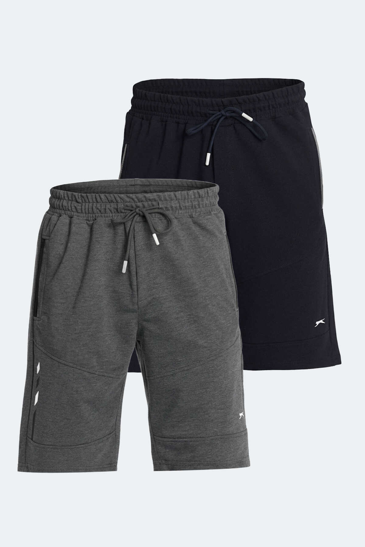 Slazenger - Slazenger NASIM 2 Lİ SET Erkek Lacivert - Koyu Gri Şort