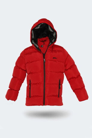 Slazenger NEONS Unisex Çocuk Kapüşonlu Şişme Kırmızı Mont & Kaban 