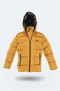 Slazenger - Slazenger NEONS Unisex Çocuk Kapüşonlu Şişme Sarı Mont & Kaban