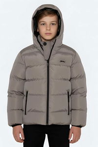 Slazenger - Slazenger NEONS Unisex Çocuk Kapüşonlu Şişme Taş Gri Mont & Kaban