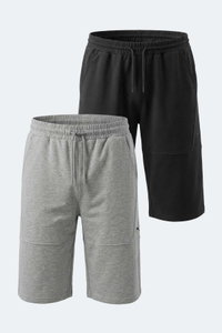 Slazenger - Slazenger NOCTURA 2 Lİ SET Erkek Siyah - Gri Şort