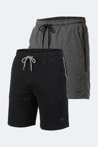 Slazenger - Slazenger NOLAN I 2 Lİ SET Erkek Siyah - Koyu Gri Şort