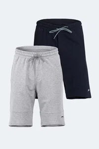 Slazenger - Slazenger NORA 2 Lİ SET Erkek Lacivert - Gri Şort
