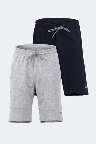 Slazenger NORA 2 Lİ SET Erkek Cepli Lacivert - Gri Şort 