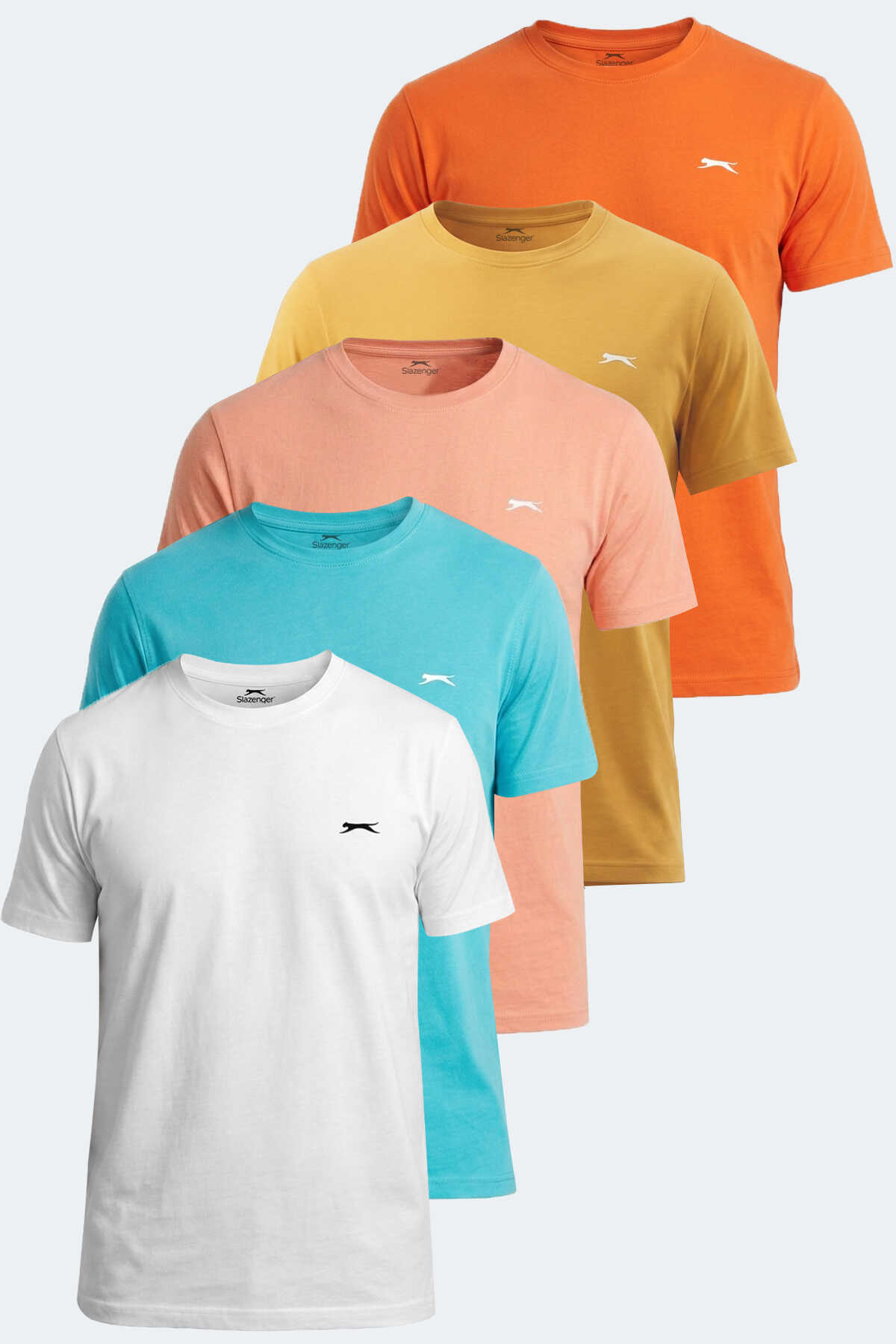 Slazenger - Slazenger NOTRON I Erkek Beyaz - Turuncu - Sarı - Pembe - Turkuaz Tişört
