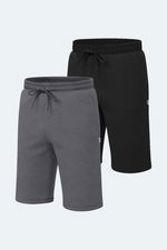 Slazenger - Slazenger NUKE 2 li Set Erkek Siyah - Koyu Gri Şort