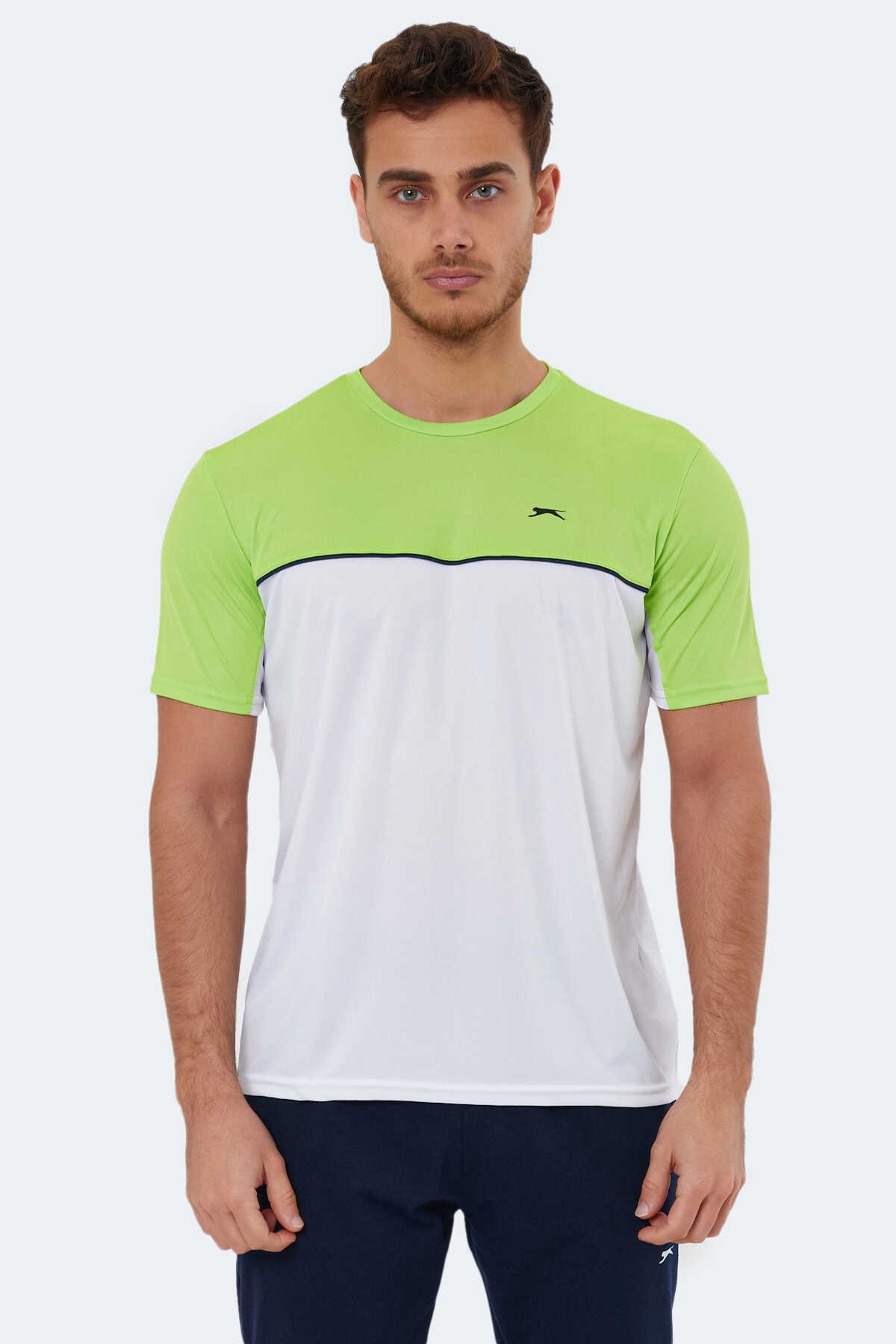 Slazenger - Slazenger OBSERVE Erkek T-Shirt Beyaz / Yeşil