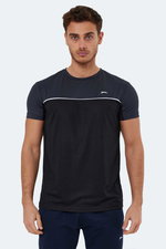 Slazenger - Slazenger OBSERVE Erkek Siyah / Koyu Gri Tişört