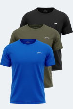 Slazenger - Slazenger ODALIS 3 LÜ SET Erkek SİYAH - HAKİ - SAKSMAVİ Tişört