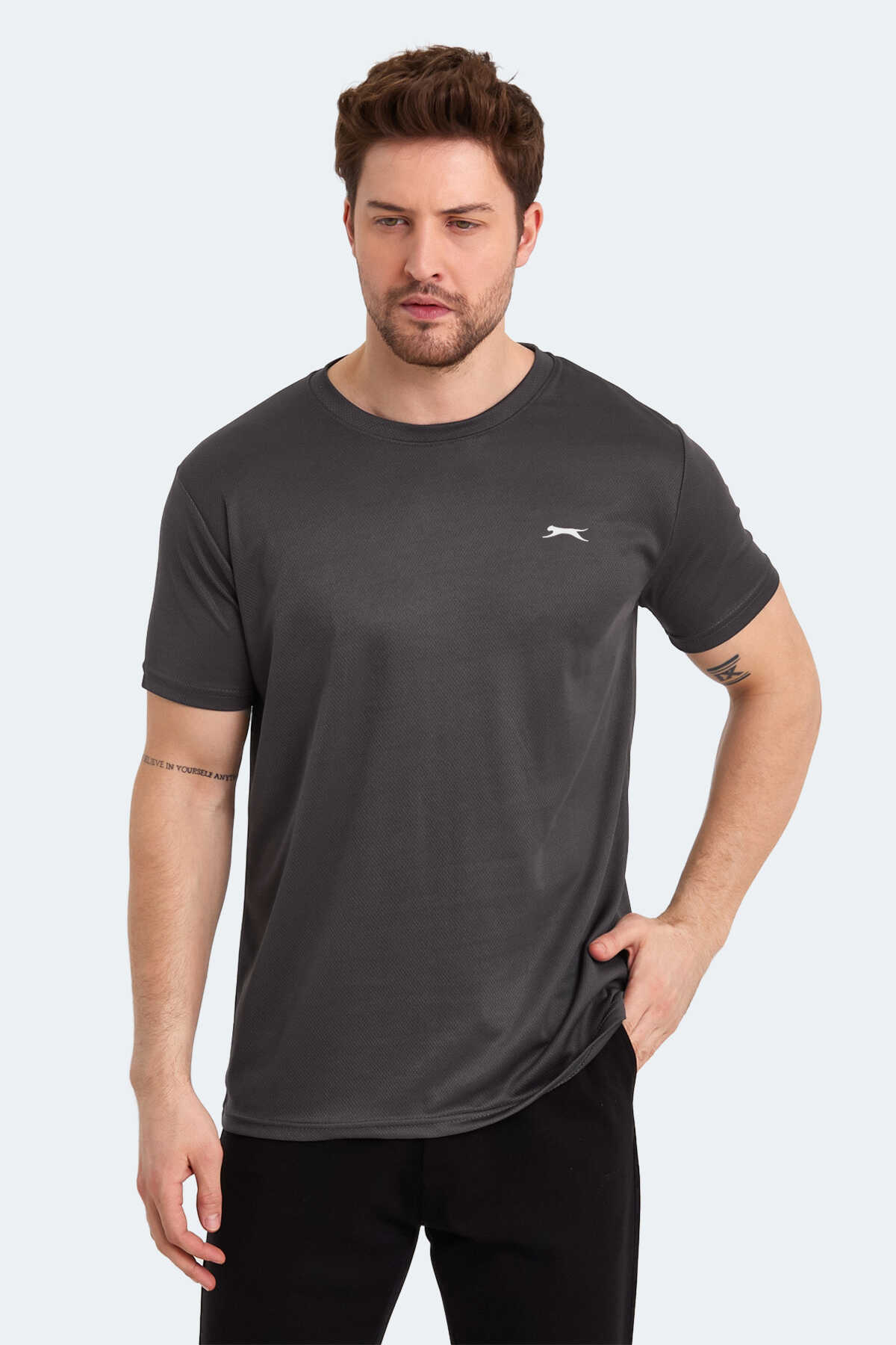 Slazenger - Slazenger ODALIS I Erkek Kısa Kol T-Shirt Koyu Gri