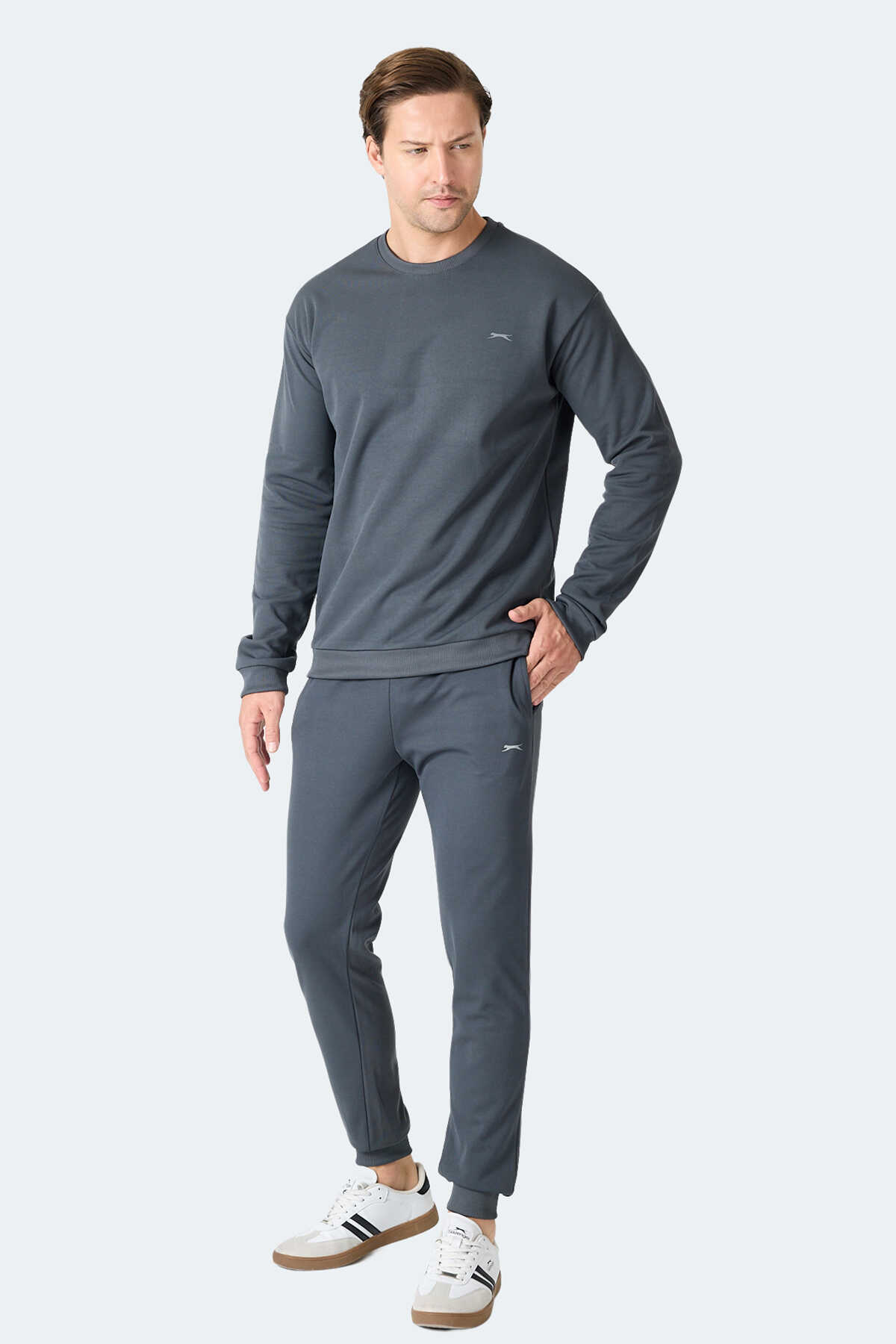 Slazenger - Slazenger OFFENDER KTN Erkek Cepli Koyu Gri Eşofman Takımı
