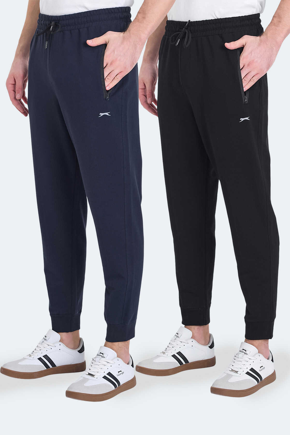 Slazenger - Slazenger OGNEN 2 Lİ SET Erkek Siyah - Lacivert Eşofman Altı