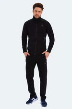 Slazenger - Slazenger OKRAN IN Erkek Fermuarlı Dik Yaka Cepli Siyah Eşofman Takımı