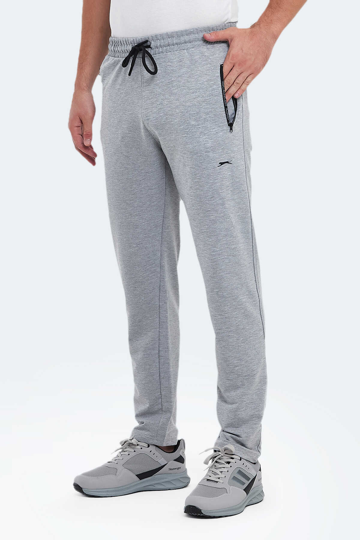 Slazenger - Slazenger OLI IN Erkek Fermuar Cepli Gri Eşofman Altı