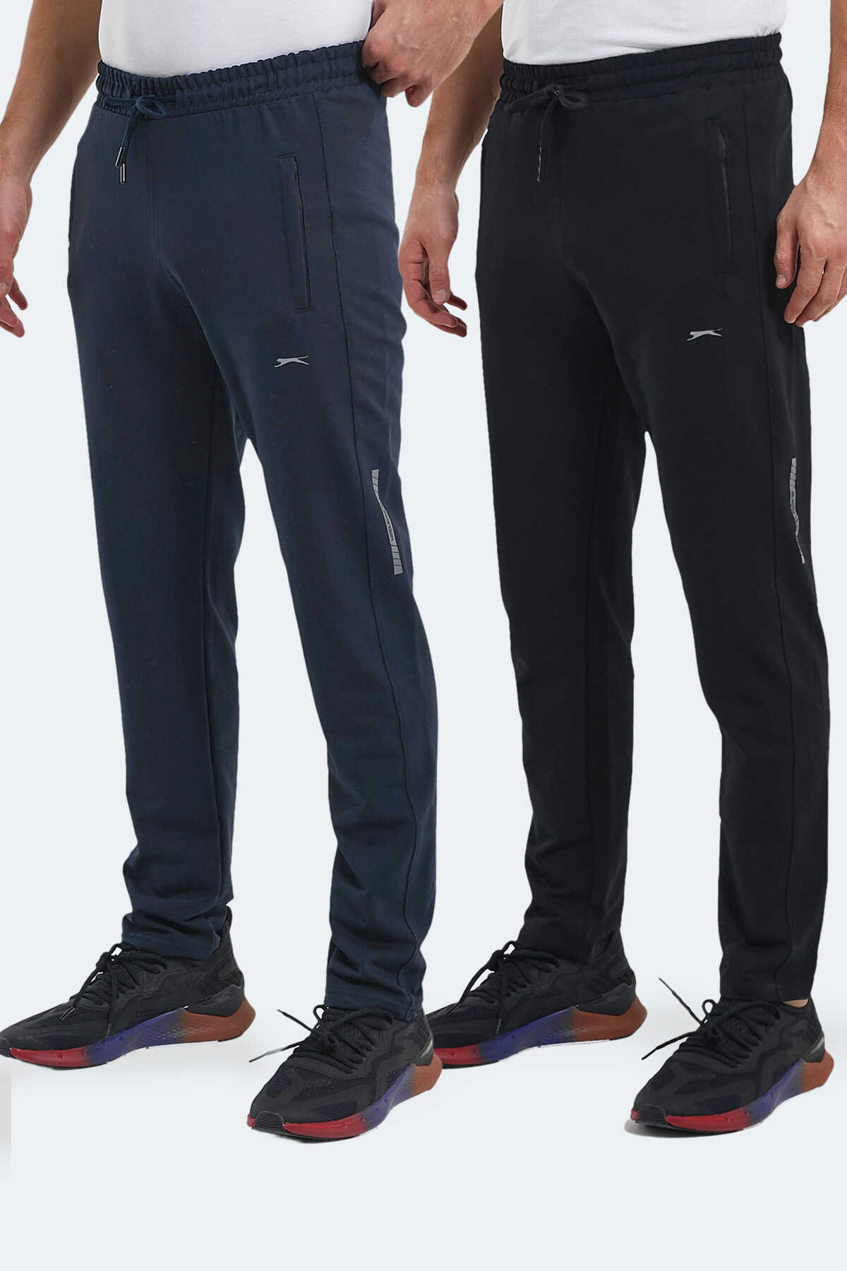 Slazenger - Slazenger OLIVA 2 Lİ SET Erkek Cepli Siyah - Lacivert Eşofman Altı