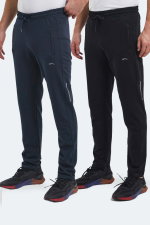 Slazenger - Slazenger OLIVA 2 Lİ SET Erkek Cepli Siyah - Lacivert Eşofman Altı
