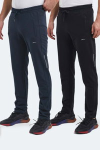 Slazenger - Slazenger OLIVA 2 Lİ SET Erkek Cepli Siyah - Lacivert Eşofman Altı