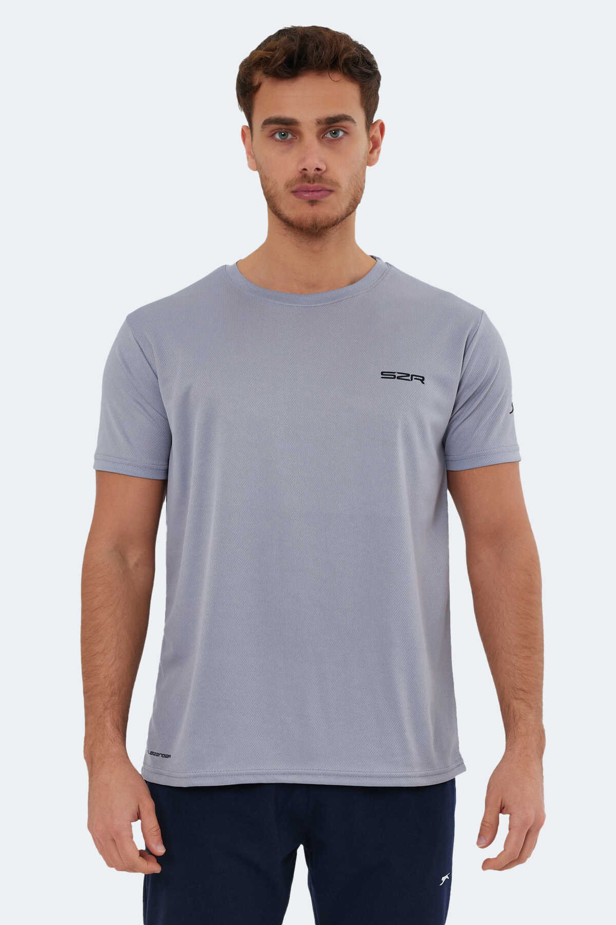 Slazenger - Slazenger OMAR KTN Erkek Kısa Kol T-Shirt Açık Gri