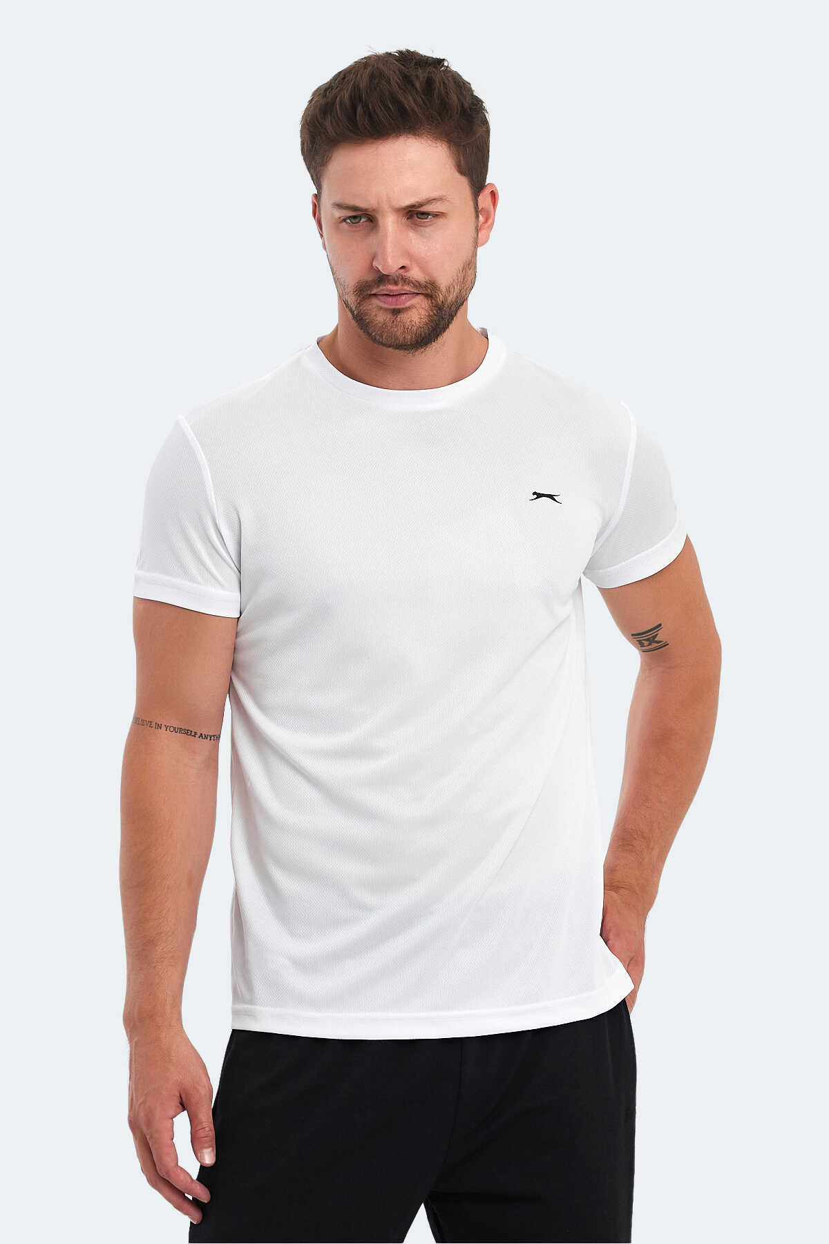 Slazenger - Slazenger OMAR KTN Erkek Beyaz Tişört