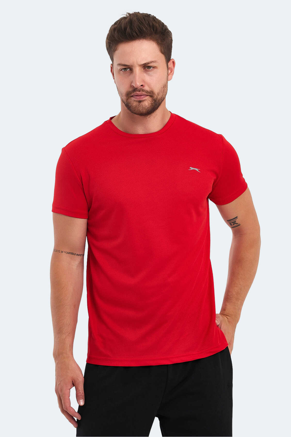 Slazenger - Slazenger OMAR KTN Erkek Kırmızı Tişört