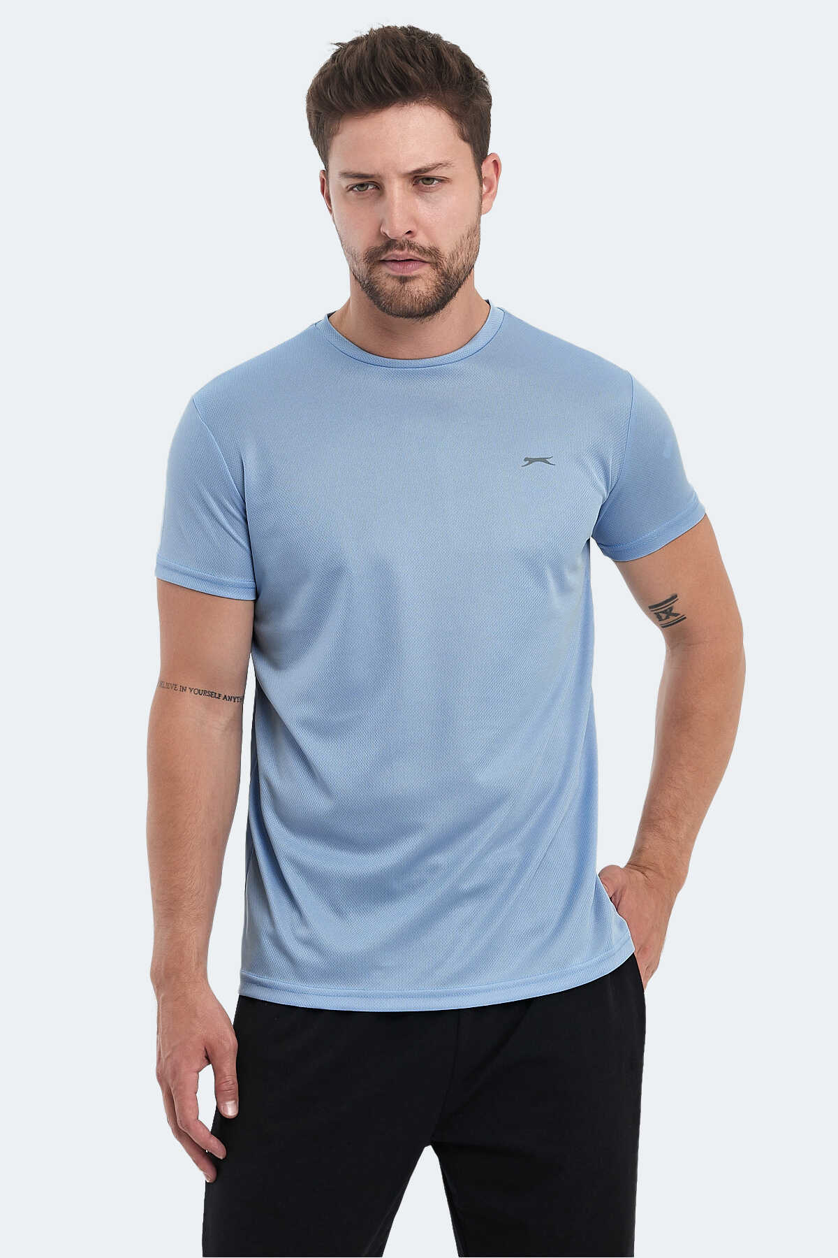 Slazenger - Slazenger OMAR KTN Erkek Açık Mavi Tişört