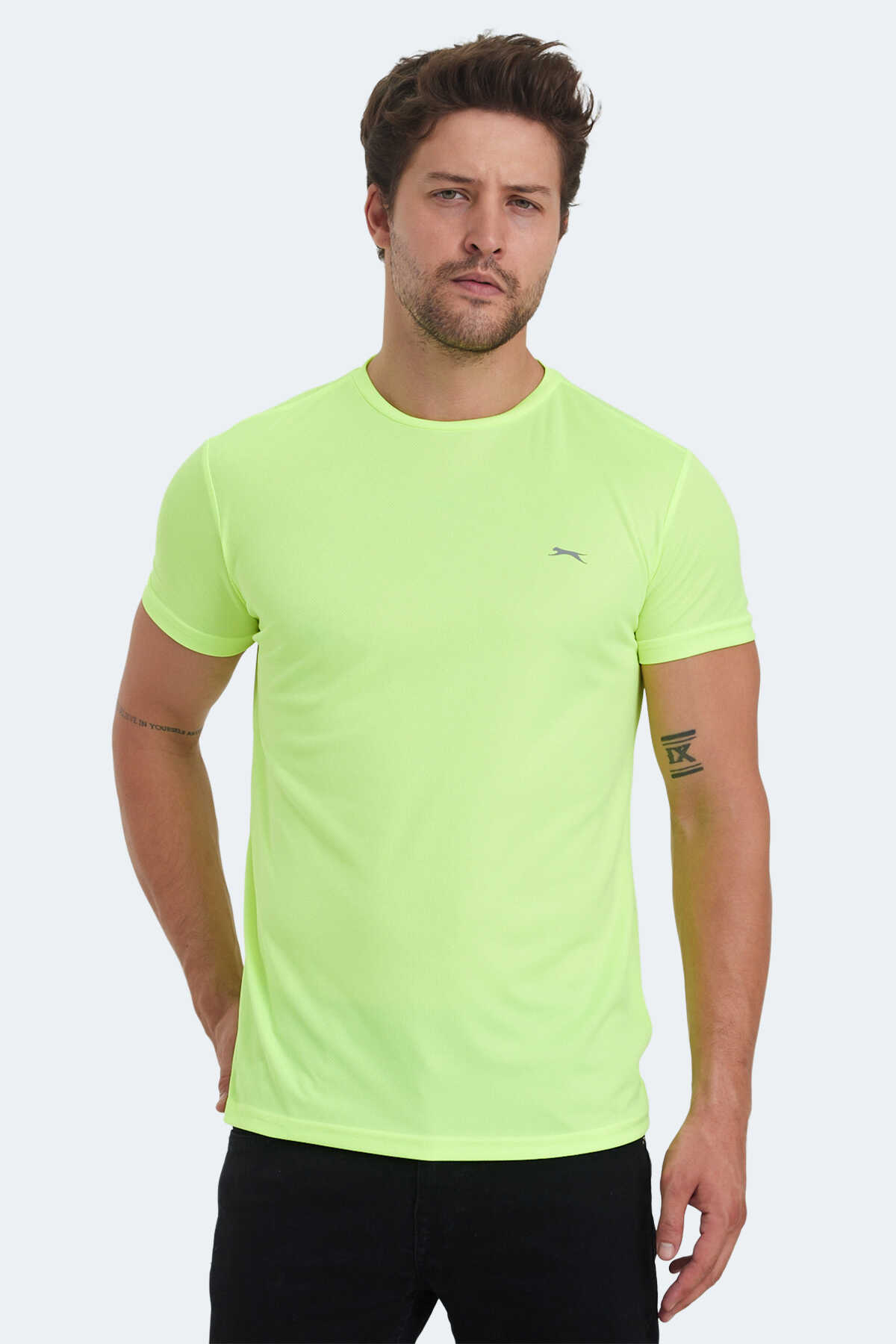 Slazenger - Slazenger OMAR KTN Erkek Tişört Neon Sarı