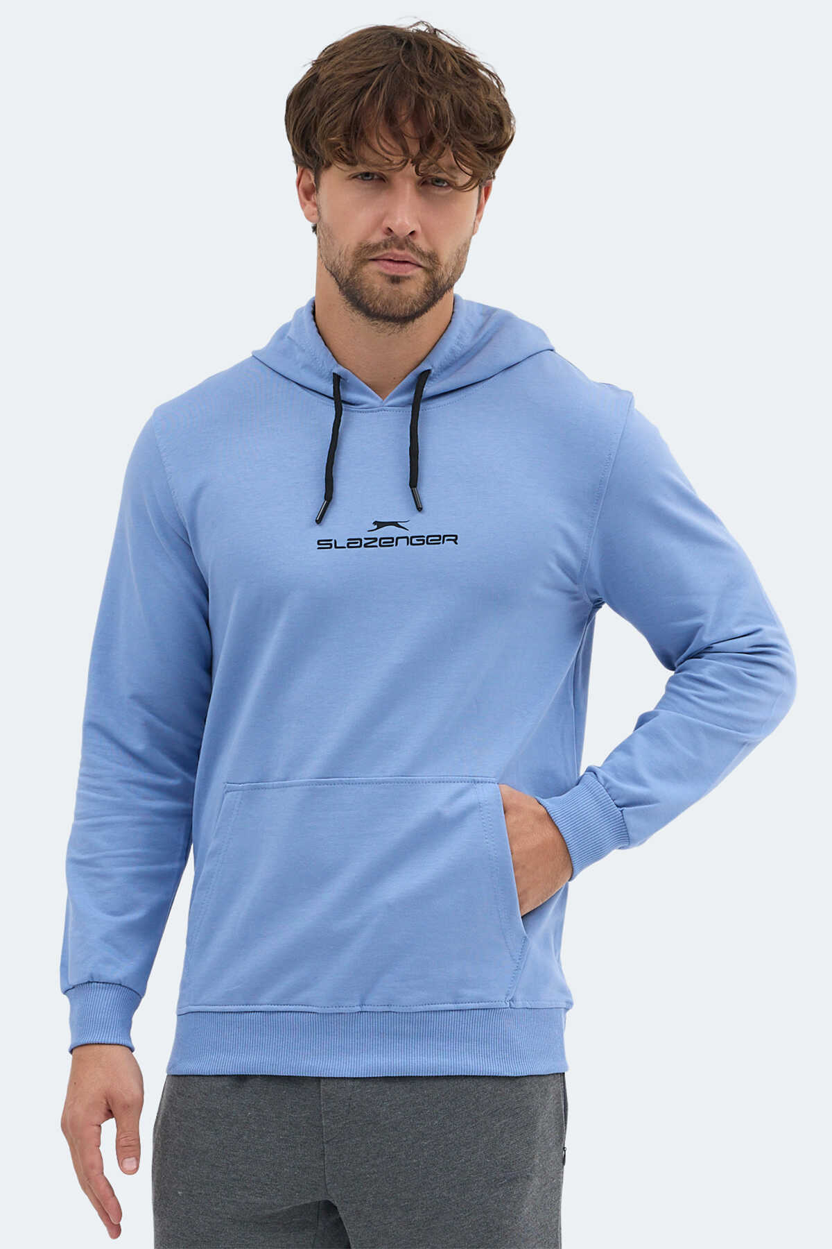 Slazenger - Slazenger ONCA Erkek Kanguru Cepli Kapüşonlu Turkuaz Sweatshirt