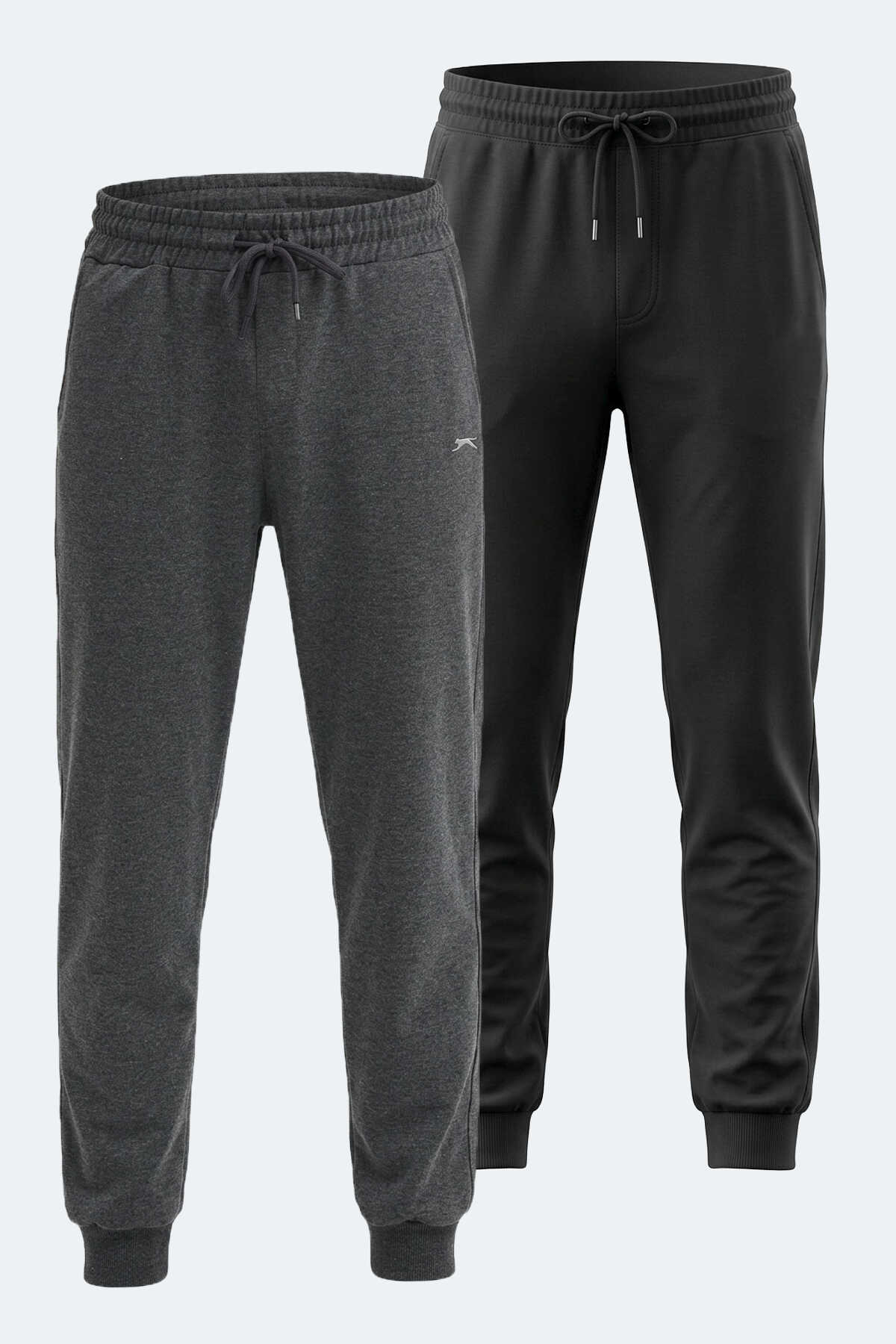 Slazenger - Slazenger ONIONIX 2 Lİ SET Erkek Siyah - Koyu Gri Eşofman Altı