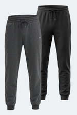 Slazenger - Slazenger ONIONIX 2 Lİ SET Erkek Siyah - Koyu Gri Eşofman Altı