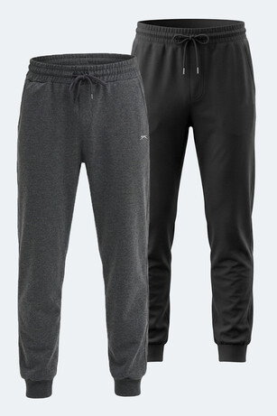 Slazenger ONIONIX 2 Lİ SET Erkek Cepli Siyah - Koyu Gri Eşofman Altı