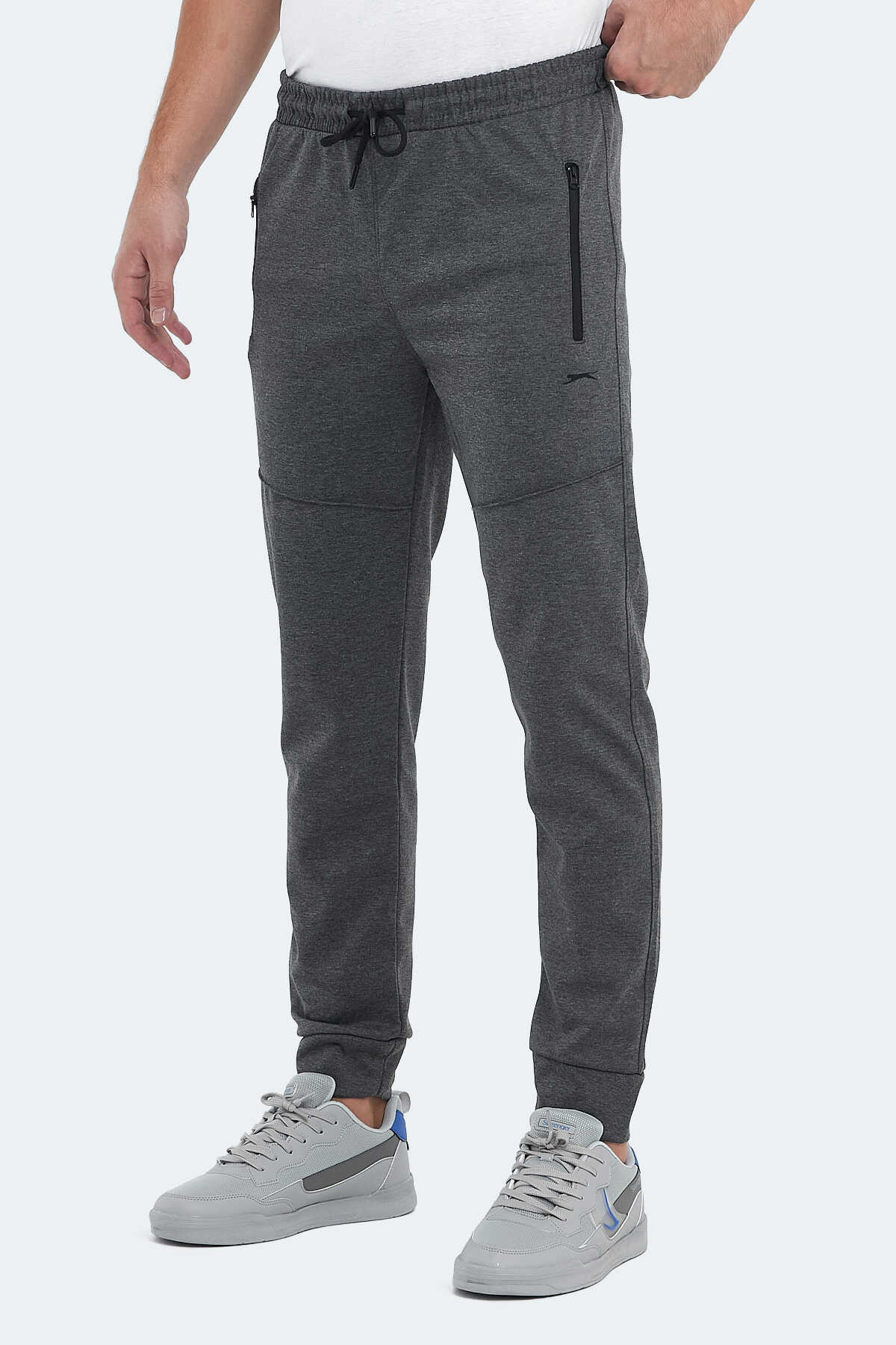 Slazenger - Slazenger ONLY IN Erkek Fermuar Cepli Koyu Gri Eşofman Altı